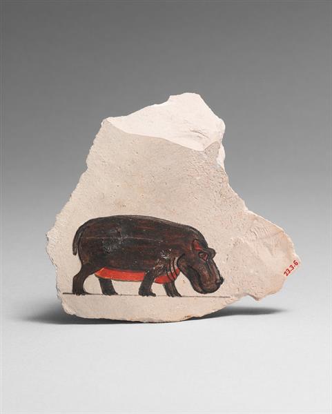 Artist's Painting of a Hippopotamus, c.1479 - c.1425 BC - Ancient Egypt