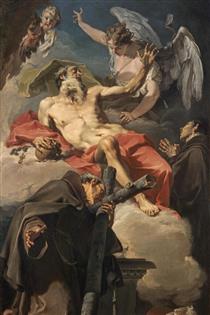 The Apotheosis of Saint Jerome with Saint Peter of Alcántara and an Unidentified Franciscan - Giambattista Pittoni