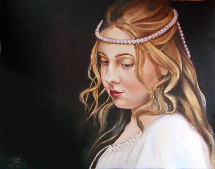 22, Girl with Pearls,16x20in, 2017, Oil,Sv, 2019 - Lana Kanyo