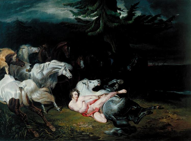 Mazeppa Surrounded by Horses (after Horace Vernet), 1833 - John Frederick Herring Sr.