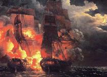 Combat Naval En Vue Des Îles De Loz, 7 Février 1813 - Louis-Philippe Crépin