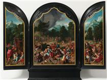 Triptych with Adoration of the Golden Calf - Лука Лейденський