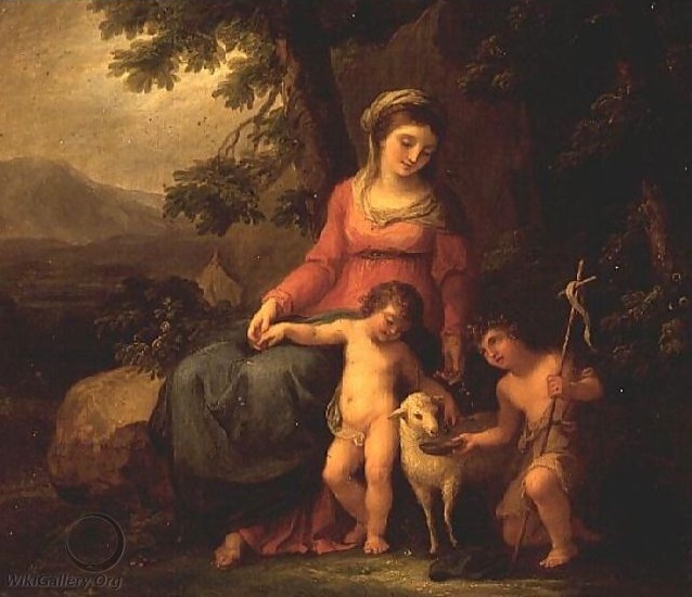 Virgin Mary with the Christ Child and St John the Baptist - Angelica Kauffman