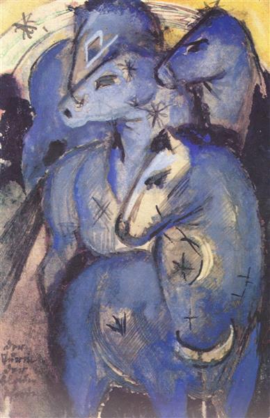 The Tower of Blue Horses (sketch), 1912 - Franz Marc
