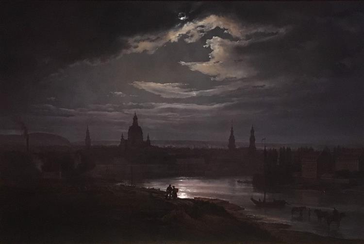 Dresden in Moonlight, 1843 - Johan Christian Dahl