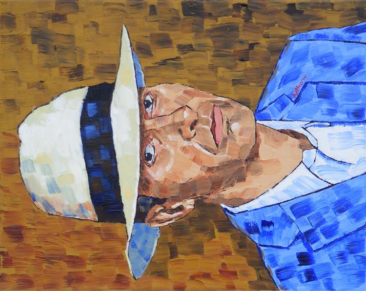 15. Self Portrait with Straw Hat 2017 by Anthony D. Padgett (after Van Gogh Paris 1887), 2017 - Anthony Padgett