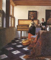 A Lady at the Virginals with a Gentleman - Johannes Vermeer