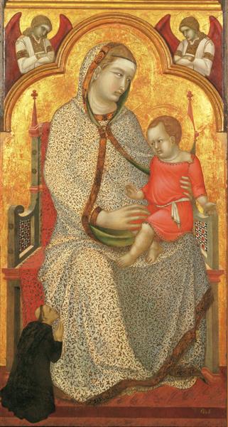 Virgin and Child Enthroned and Donor, Angels - Pietro Lorenzetti