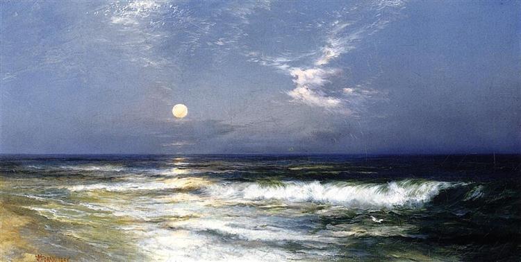 Moonlit Seascape - Thomas Moran