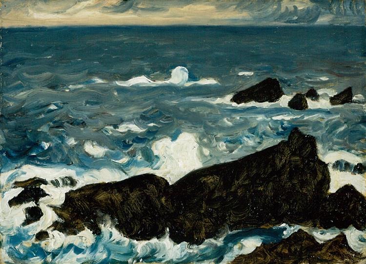 Rocks and Waves (cape Shiono), 1931 - 藤島武二