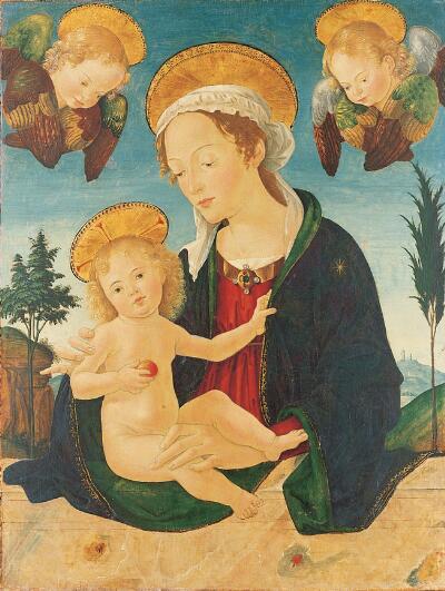 Madonna and Child with Two Cherubim, c.1475 - c.1480 - Антоніаццо Романо