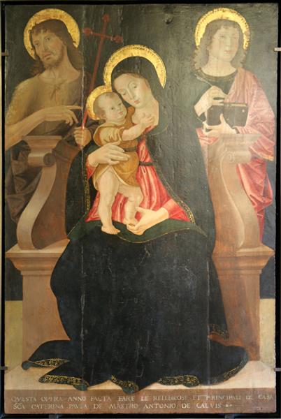 The Virgin and Child with St John the Baptist and St John the Evangelist, 1480 - Антоніаццо Романо