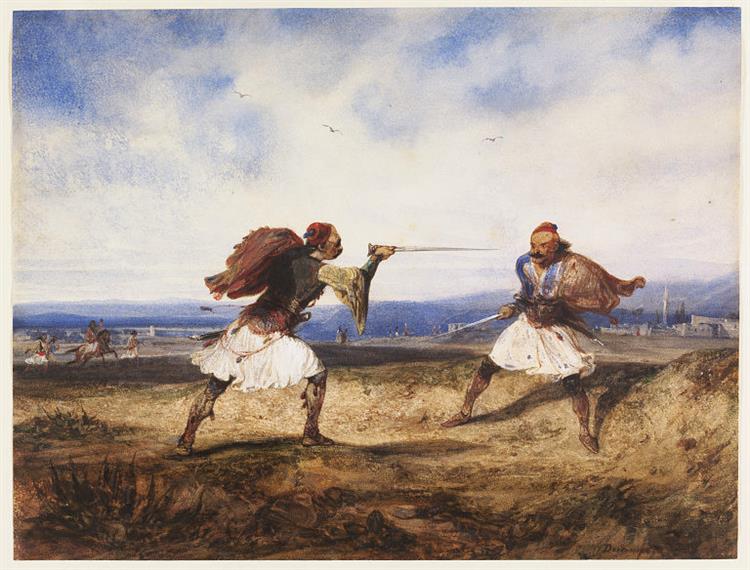 Albanian Duel Somewhere in South of Albania During Ottoman Reign, 1828 - Alexandre-Gabriel Decamps