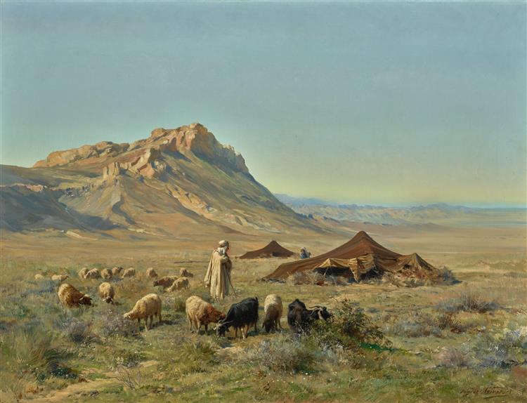 A Bedouin Encampment - Eugène Girardet