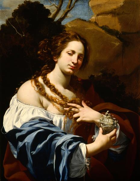 Virginia da Vezzo, the Artist's Wife, as the Magdalen, 1627 - Simon Vouet