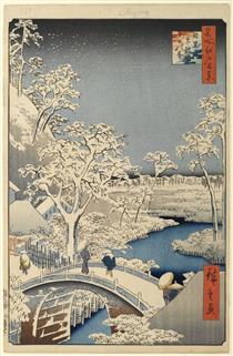 111. Meguro Drum Bridge and Sunset Hill - Utagawa Hiroshige