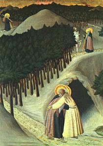 The Meeting of St. Anthony and St. Paul - Il Sassetta (Stefano di Giovanni)