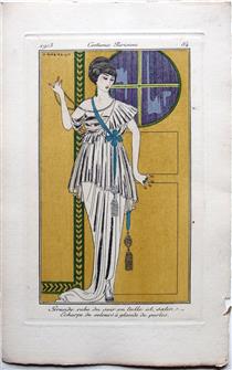 Costumes Parisiens Fashion Illustration No.51 from Journal Des Dames Et Des Modes, 1913 - Жорж Барбье