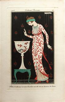 Costumes Parisiens Fashion Illustration No.61 from Journal Des Dames Et Des Modes, 1913 - Жорж Барб'є