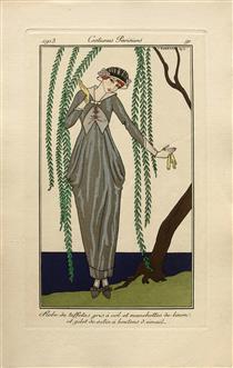 Costumes Parisiens Fashion Illustration No.91 from Journal Des Dames Et Des Modes, 1913 - Жорж Барбье