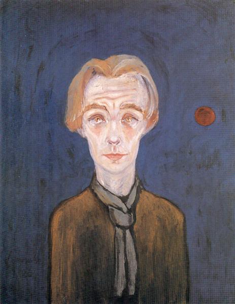 Self-portrait with red moon - Walter Gramatté
