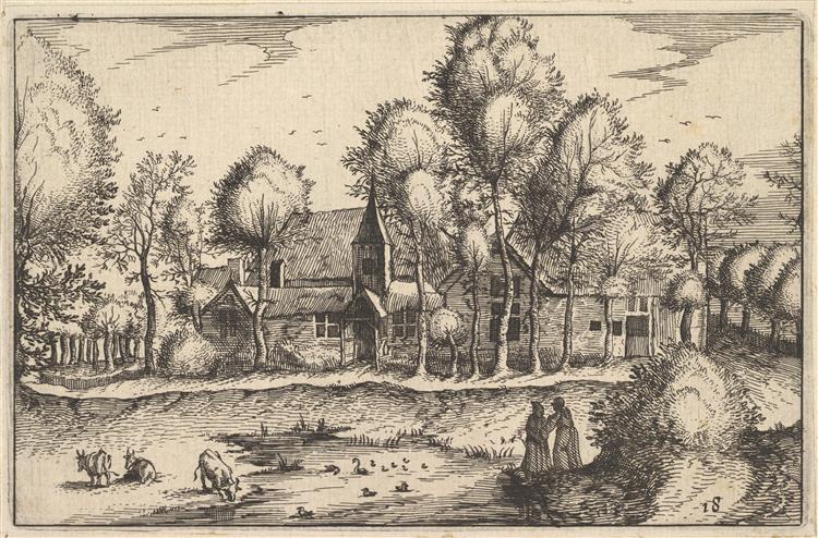 A Pond, Plate 18 from Regiunculae Et Villae Aliquot Ducatus Brabantiae, c.1610 - Maestro de los Pequeños Paisajes