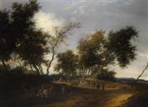 A Cavalry Travelling Through a Wooded Landscape - Salomon van Ruysdael