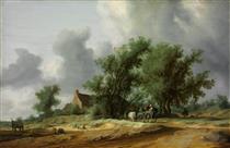 Road in the Dunes with a Passanger Coach - Salomon van Ruysdael