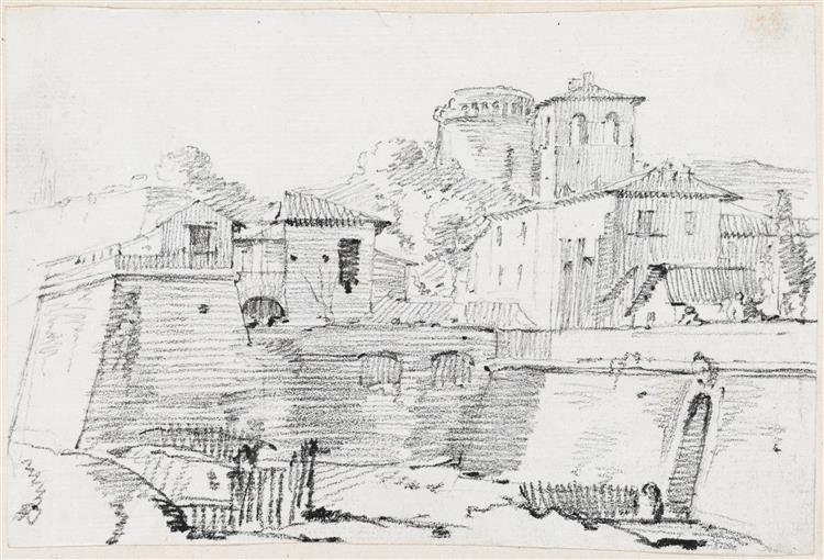 A Fortified Town in Italy, c.1750 - Жозеф-Мари Вьен