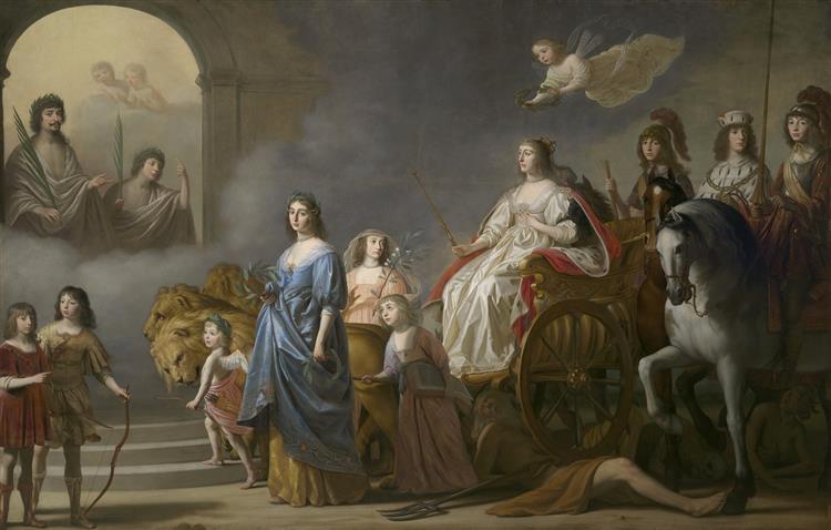The Triumph of the Winter Queen: Allegory of the Just (Queen Elizabeth with Prince Gustavus), 1636 - Gerrit van Honthorst