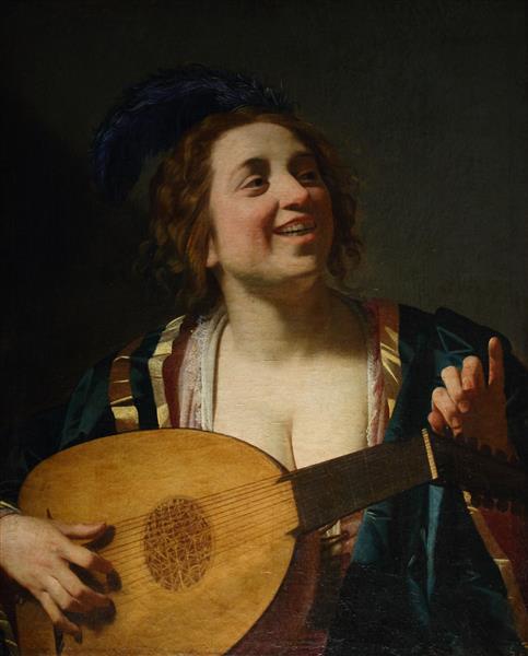 Femme Acoordant Son Luth, 1624 - Gerard van Honthorst