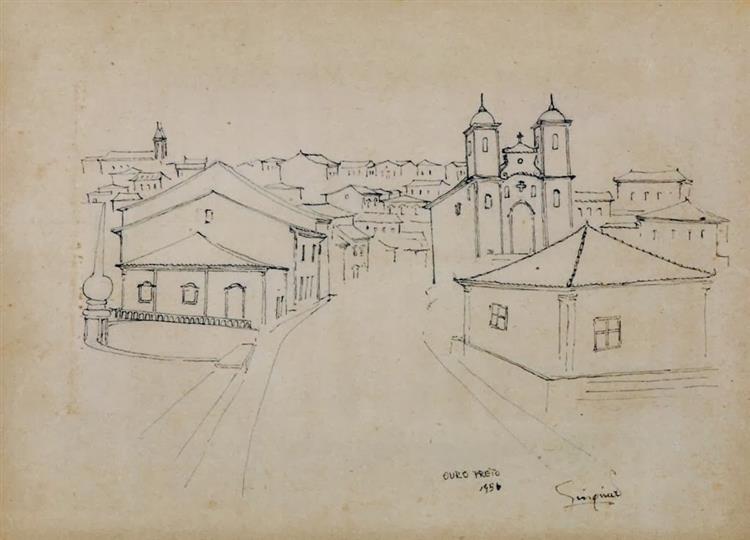 Paisagem De Ouro Preto, Guignard (1955) Acervo Museu Casa Guignard, 1955 - Guignard