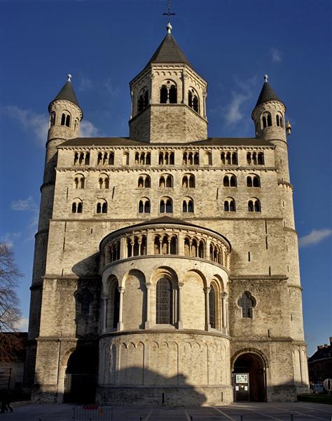 Facade, Collegiate Church of Saint Gertrude, Nivelles, Belgium, c.1040 - Romanesque Architecture