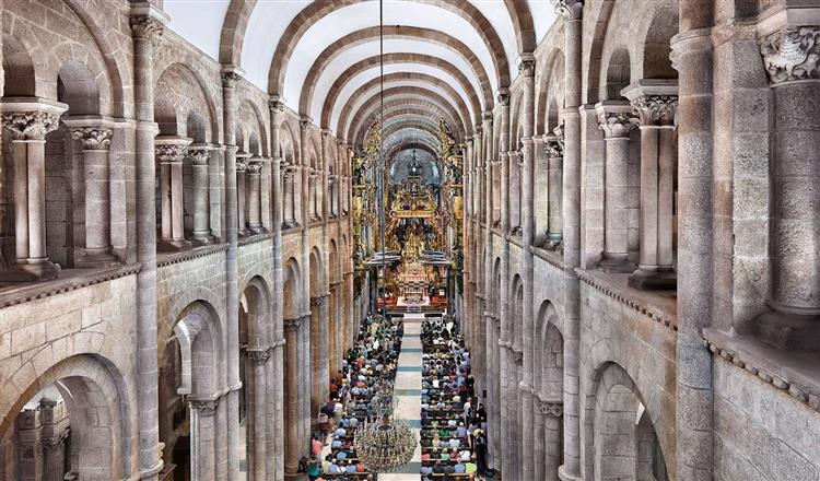 Interior Santiago De Compostela Cathedral Spain 1075 1211 Romanesque Architecture Wikiart Org