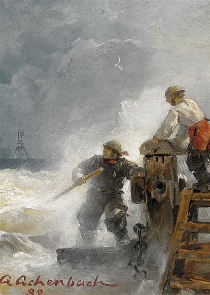 At the pier, 1889 - Андреас Ахенбах