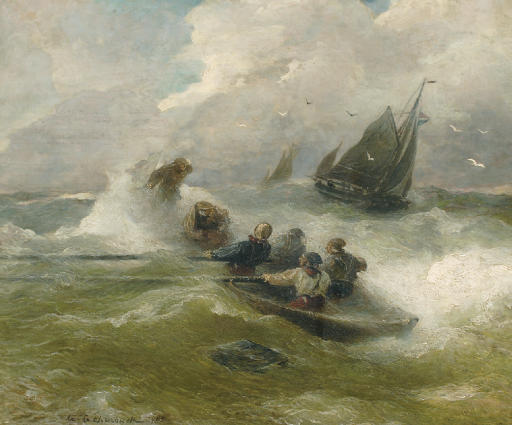 Rowing on Rough Seas, 1903 - Andreas Achenbach