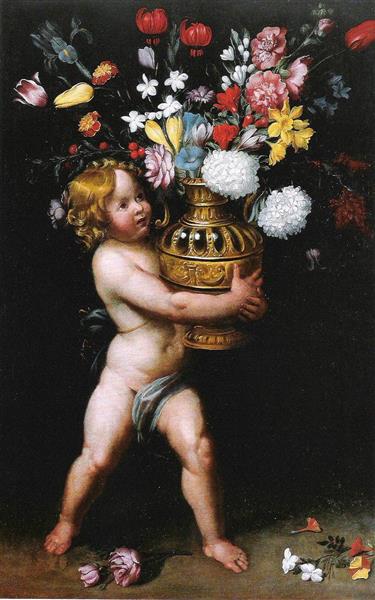 Junge Trägt Eine Blumenvase - Juan van der Hamen