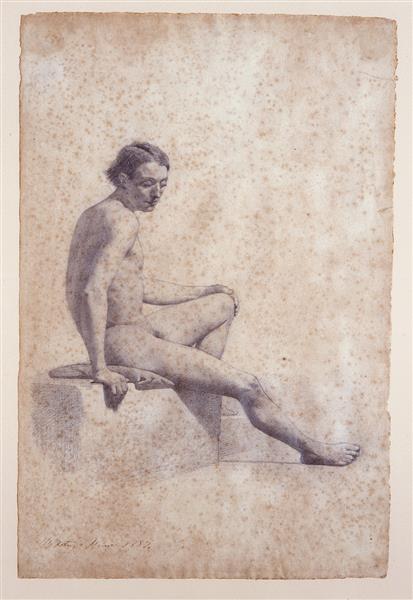 Nude sitting man, 1859 - Мариано Фортуни