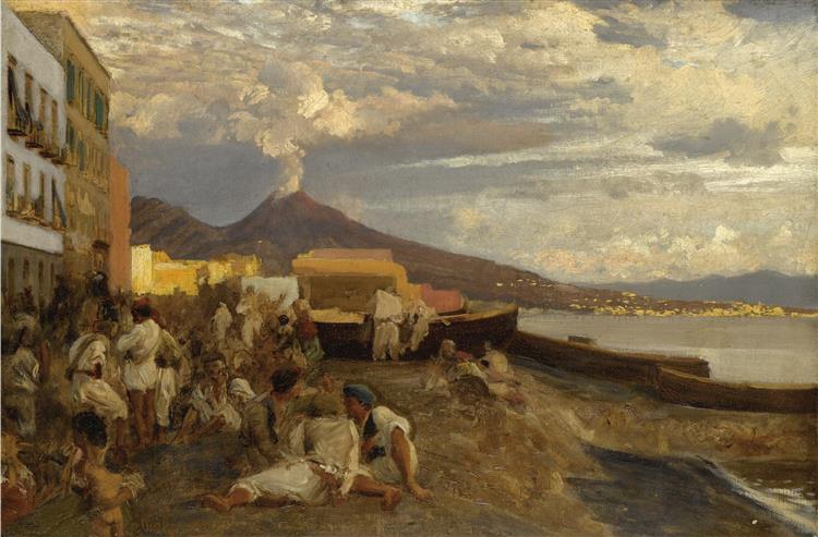 The Bay of Naples, Vesuvius beyond - Oswald Achenbach