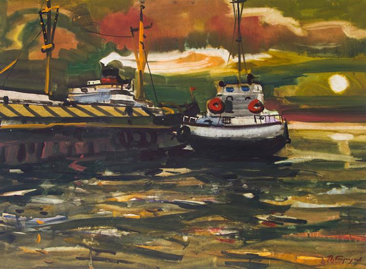 Boats on Yenisey, 1972 - Petros Malayan