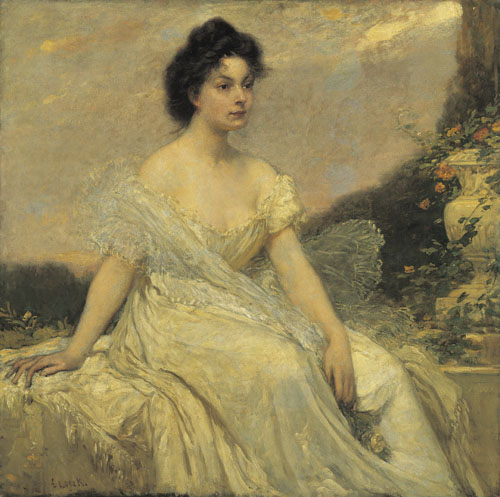 Kornélia Lotz in White, c.1900 - Károly Lotz