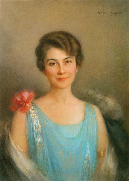 Portrait of a Woman in Blue, c.1912 - Альберт Линч