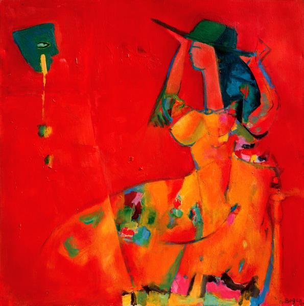 Woman on Red Background, 1987 - Alexander Bogen