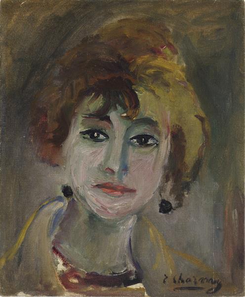 Self Portrait with Black Earrings, c.1950 - Émilie Charmy