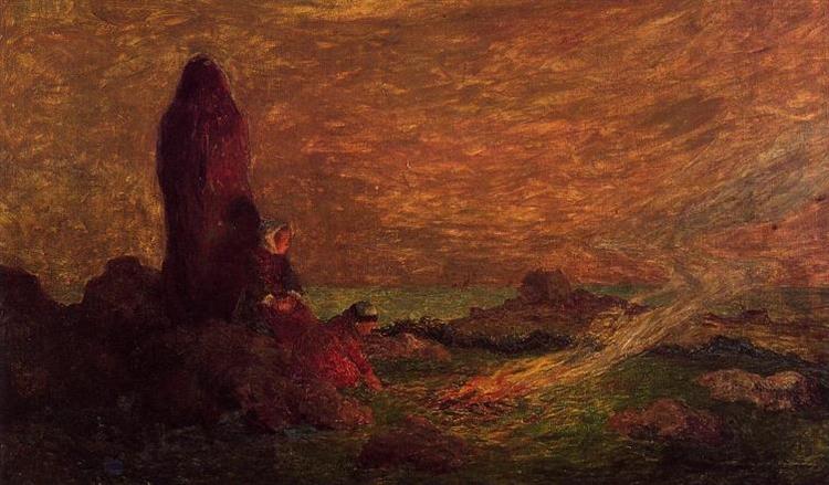 Le Croisic, Girls at the Foot of a Standing Stone - Ferdinand du Puigaudeau