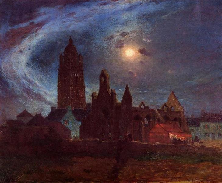 The Bourg-de-batz Church Under the Moon - Ferdinand du Puigaudeau