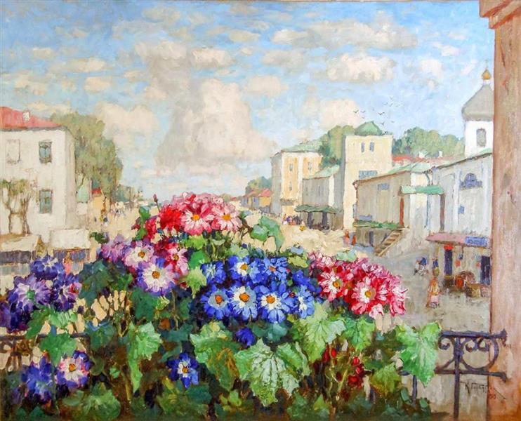 Flowers in the Window, 1922 - Konstantin Ivanovich Gorbatov