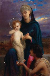 Madonna with Christ Child and a Boy - Ernest Hébert