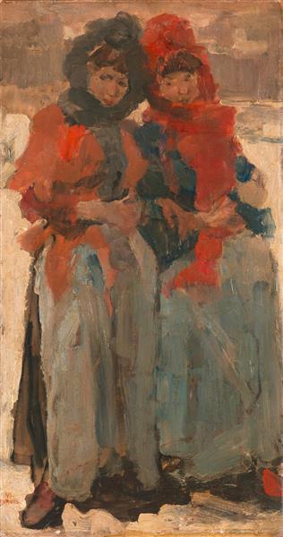 Two Young Women in the Snow, c.1894 - Isaac Israels