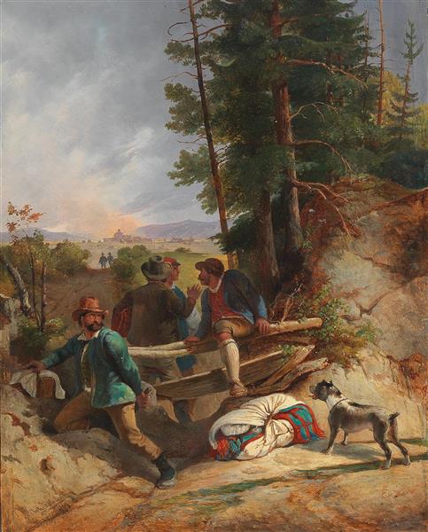 Robbers with a City in the background, c.1869 - Johann Nepomuk Passini